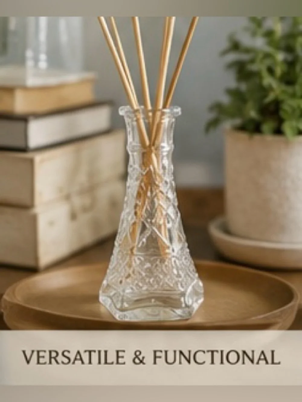Vintage Anchor Hocking Wexford Glass Vase Scalloped Crystal Cottage Decor